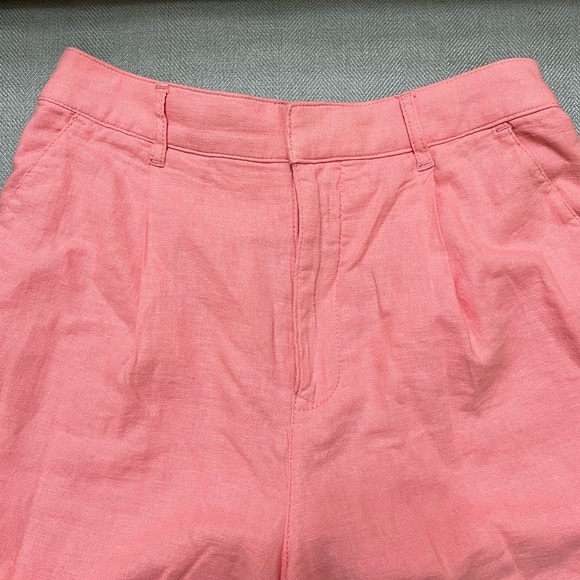 Abercrombie & Fitch Linen Tailored Shorts Pink - Picture 5 of 5